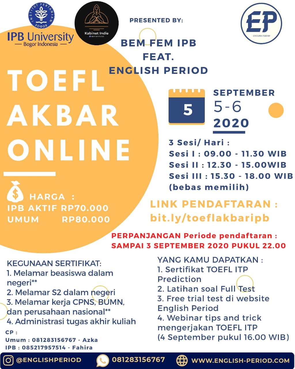 JADWAL TOEFL AKBAR ONLINE #ChapterBOGOR