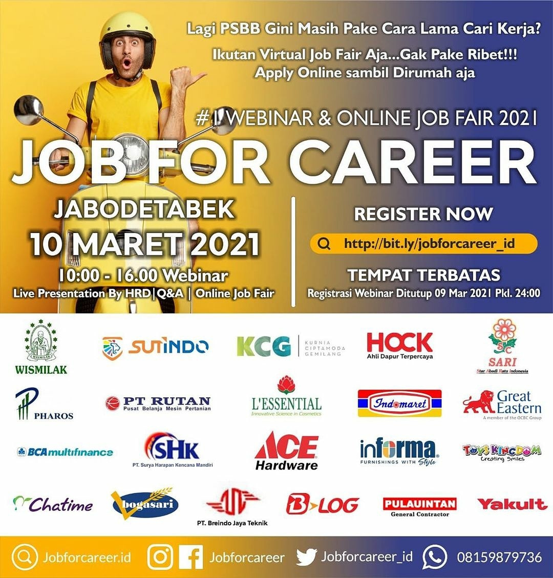 Jakarta Webinar & Online Job Fair 2021, Job for Career Terbaru