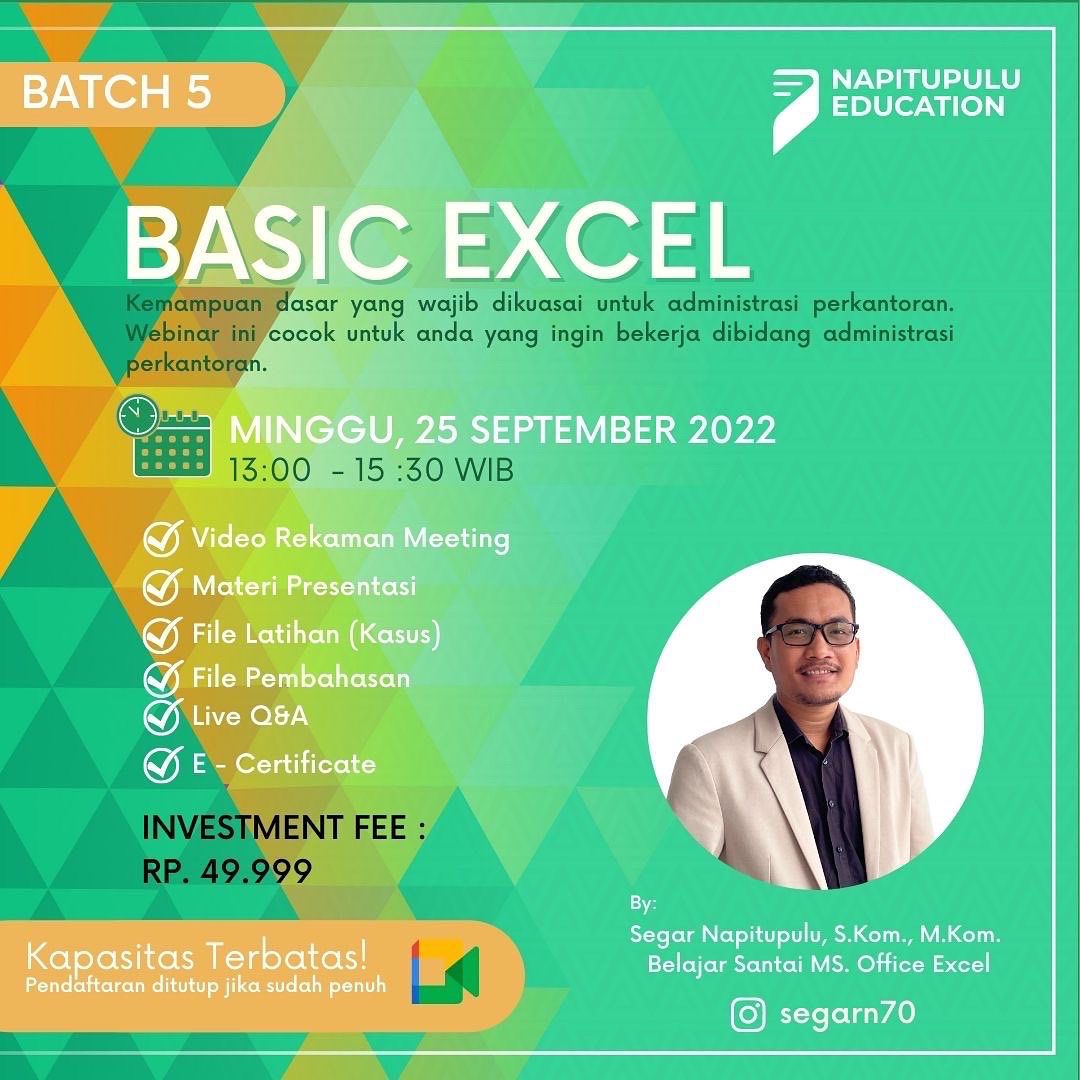 Opening Batch 5 Basic Excel. 2022