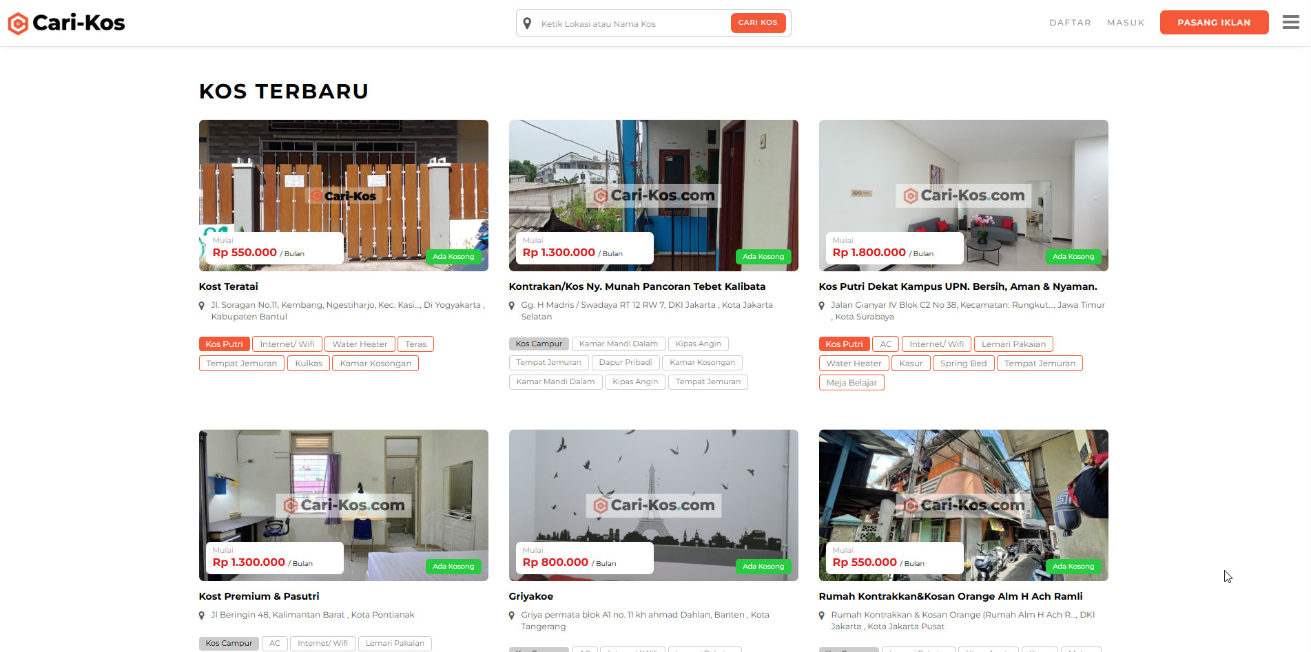 Aplikasi Cari Kos Jakarta